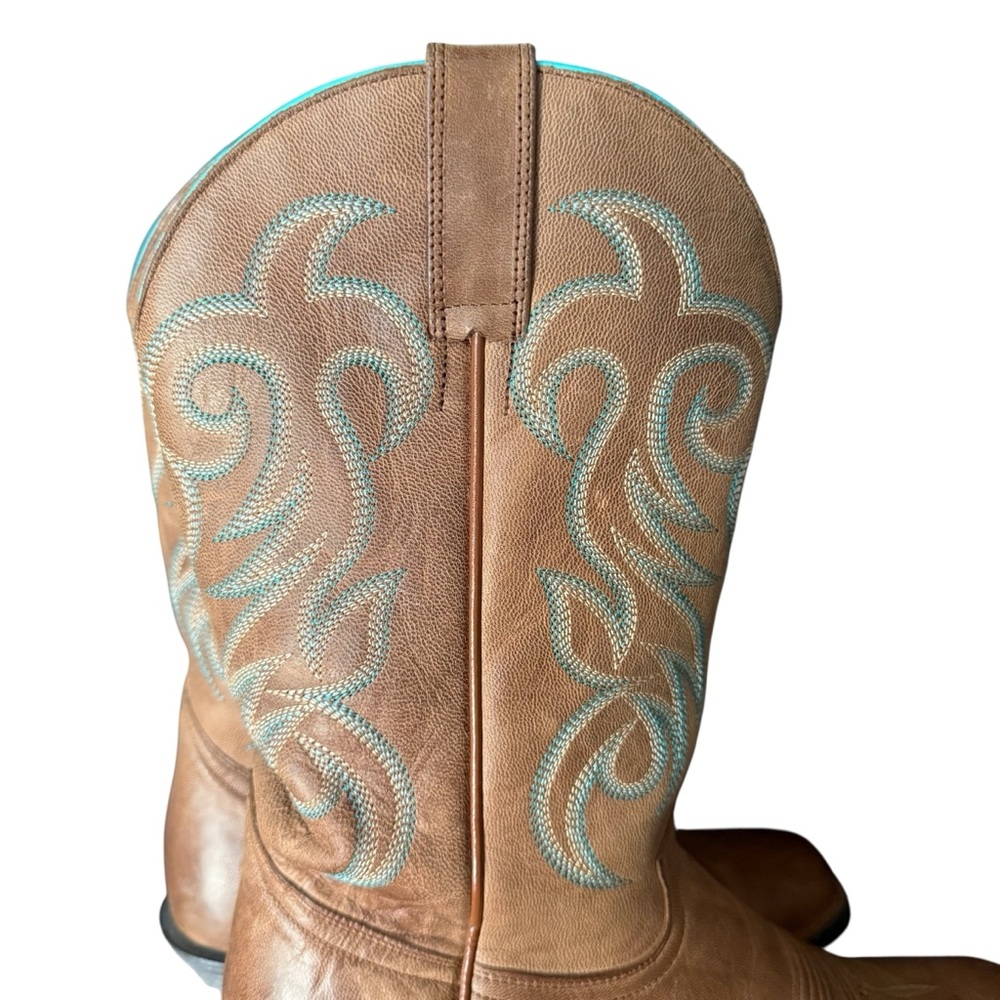 Shyanne Women's Tan Western Boot with Turquoise Stitching Size 11 - Picture 4 of 10